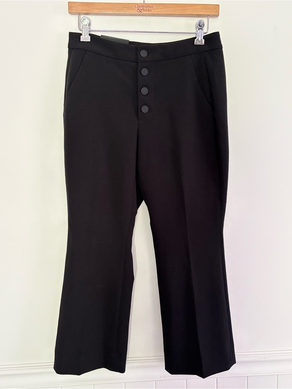 Banana Republic Women’s Black Pants Size 4P Petite High Rise Crop Flare NEW *C50